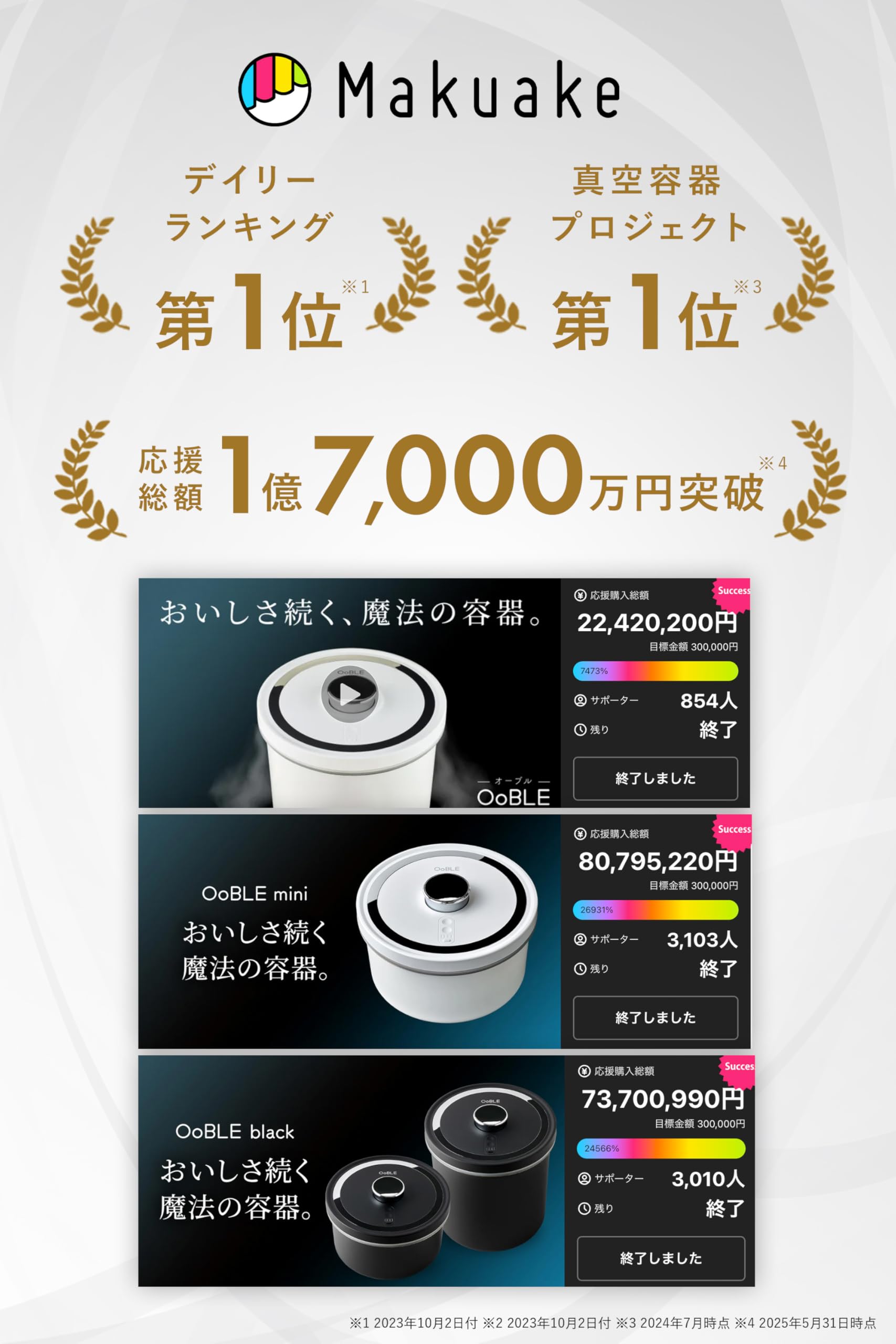 【新品・未使用品】OoBLE オーブル 真空保存容器 ノーマルサイズ OoBLE rice stocker